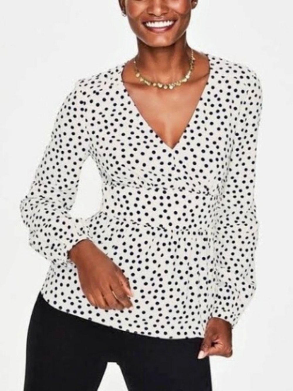 Boden Elsie Ivory Blouse Navy Random Spot Size 4
